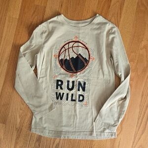 Jumping Beans Beige Long Sleeve Tee with Mountain Graphic